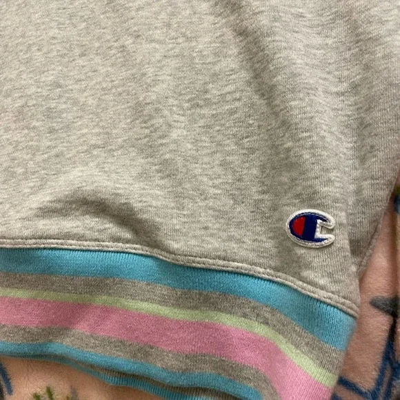 Champion Gray Sleeveless Hoodie with Pastel Trim - Picture 2 of 5